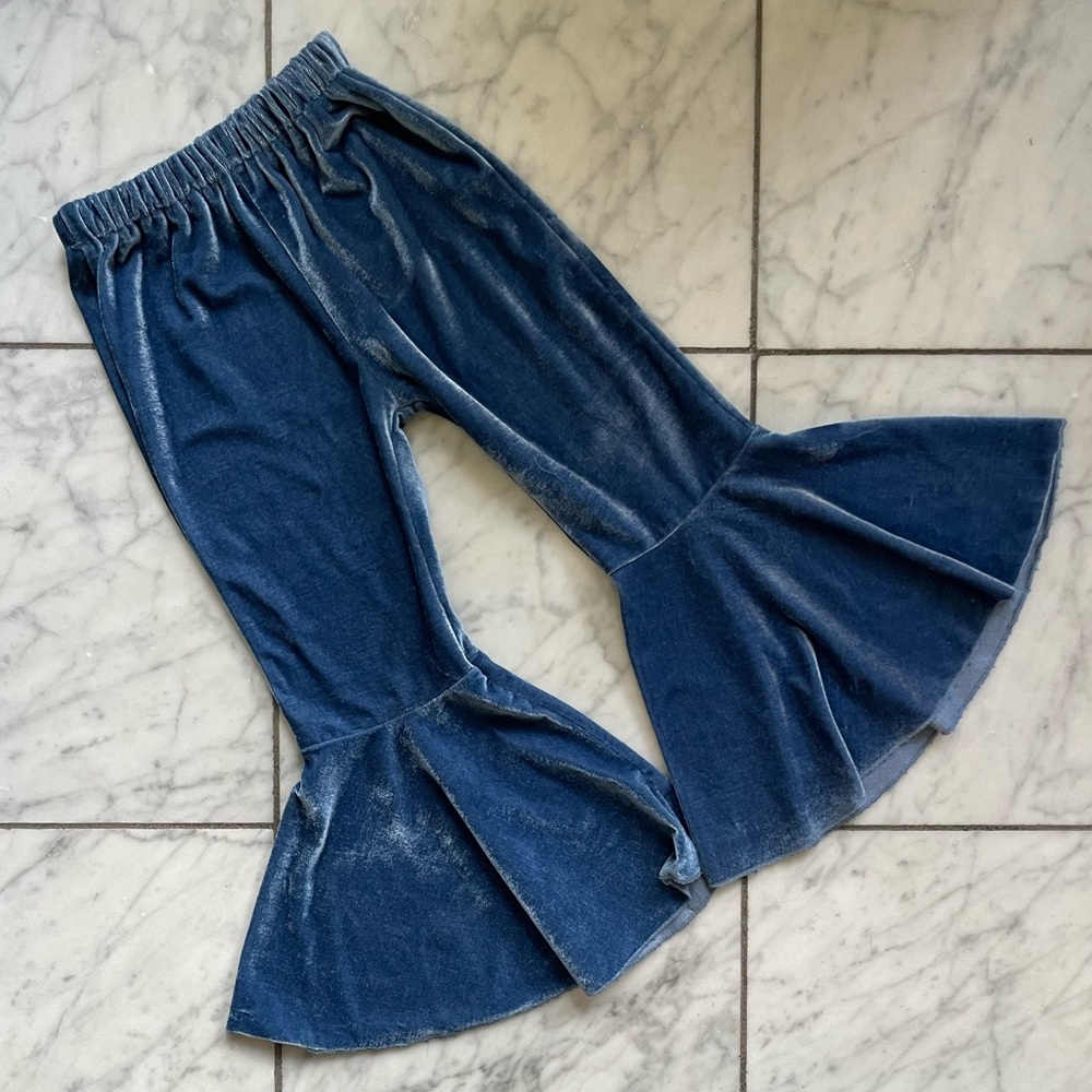 Adorable Blue Velvet Flared Bottoms